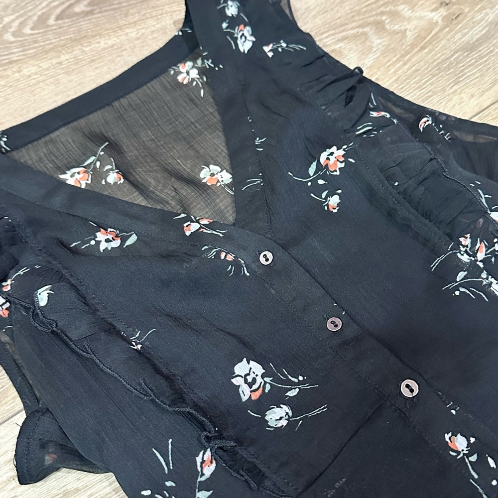 Abercrombie & Fitch Floral Sheer Hi-Low Button Up Maxi Dress - Picture 6 of 12